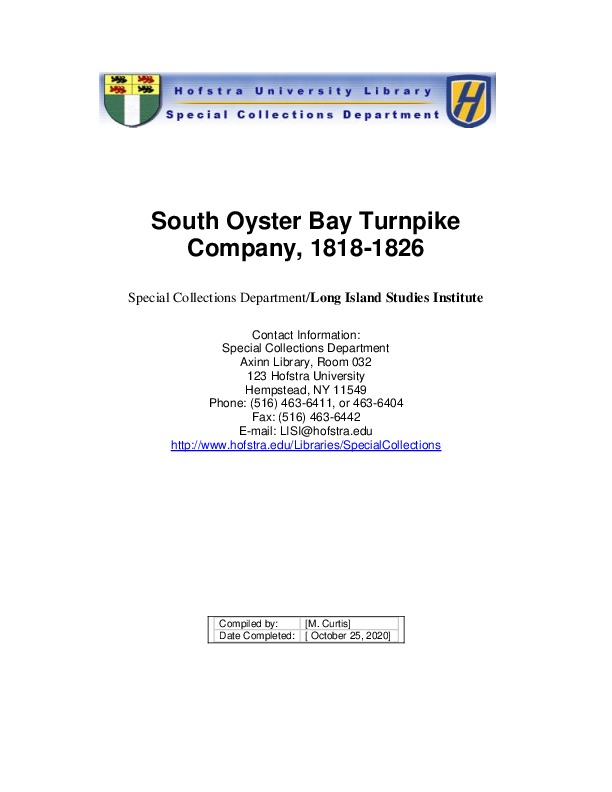 South Oyster Bay Turnpike Company Finding Aid.pdf