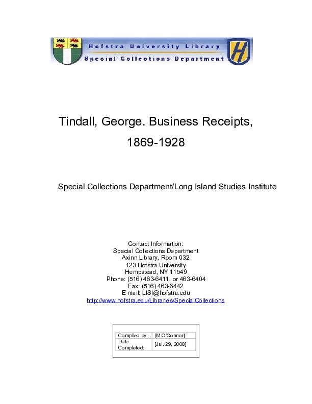 Tindall, George. Business Receipts Collection Finding Aid.pdf