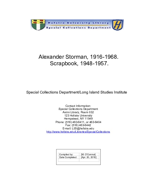 Alexander Storman Scrapbook Collection Finding Aid.pdf