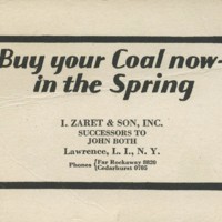 I. Zaret & Sons, Inc., advertising card, 1920s .jpg