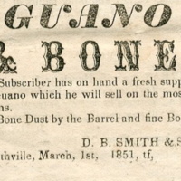 Advertisement for guano and bone (fertilizers), for sale by D.B. Smith and Son, May 3, 1851.jpg