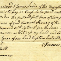 Birdsall & Jackson promise to pay note from James Lewis, 1814.jpg