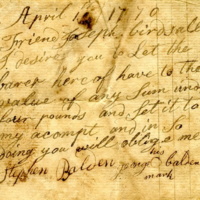 Joseph Birdsall business note from George Balden, 1770.jpg