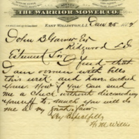 John B. Garner letter from the Warrior Mower Co., 1882.jpg