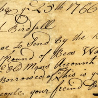 Joseph Birdsall business note from David Seaman, 1766.jpg