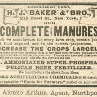 Advertisement for C. Alonzo Arthur, agent for H.J. Baker and Bro. of New York City, May 30, 1885.jpg