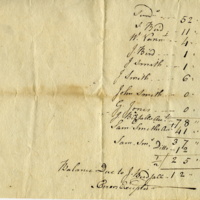 Joseph Birdsall ledger page showing balance owed to him, circa 1780s.jpg