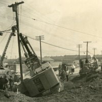 Long Island Parkway Construction, Equipment in Ditch