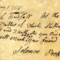 Joseph Birdsall business note from Solomon Poole, 1766.jpg