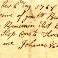 Joseph Birdsall business note from Johanas Van Cots, Jr., 1768.jpg