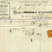 William Garner, Sr., receipt for purchase of bone from E.H. Walters, Dealer in Dry Goods, Groceries, hardware, etc.,1867.jpg