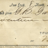 John B. Garner postcard receipt for 17 bags, from Titus & Co.-1, 1876.jpg