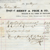 William Garner, Sr., receipt for purchase and shipping of manure from A. Henry Peck & Co., 1870.jpg