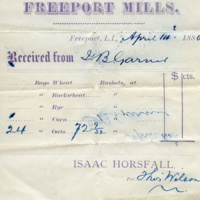 John B. Garner receipt from Freeport Mills for 24 bags of oats, 1880.jpg