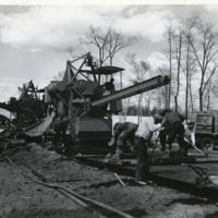 Workers on a section of the Long Island Railroad