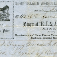 William Garner, Sr., receipt for purchase of a fanning mill from E.J. & A.W. Jerome, 1858.jpg