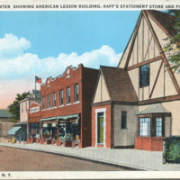 Business Center Showing American Legion Building, Raff&#039;s Stationery Store and Post Office, Sea Cliff, L.I., N.Y.