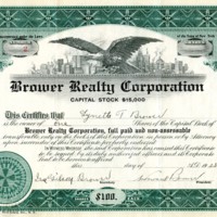 Brower Realty Corp. Stock Certificate Front