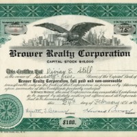 Brower Realty Corp. Stock Certificate Front