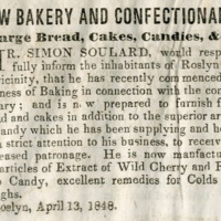 Advertisement for Simon Soulard's bakery and confectionary, July 6, 1848.jpg