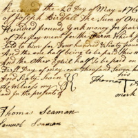 Joseph Birdsall receipt for partial payment for purchase of farm from Thomas Allen, 1766.jpg