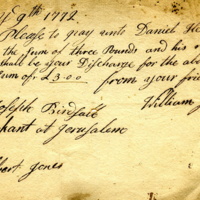 Joseph Birdsall business note from William Jones, 1772.jpg