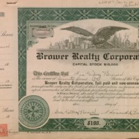 Brower Realty Corp. Stock Certificate Front Ira Gilson Brower