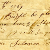 Joseph Birdsall business note from Solomon Poole, 1769.jpg