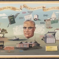 Mural commemorating Henry Giebel’s completion of fifty years of service with the lace company, Thomas Wilson and Co. Inc.