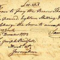 Joseph Birdsall business note and receipt re Samuel Townsend's request for payment to be made to Thomas Seaman-1, 1773,1774.jpg