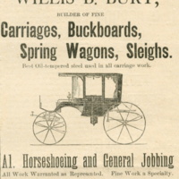 Advertisement for Willis B. Burt, builder of carriages, buckboards, etc., May 30, 1885.jpg