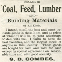 Advertisement for G.D. Combes, dealer in coal, feed, lumber, and building materials, Mar. 6, 1908 .jpg