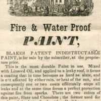 Advertisment for Blakes Patent Indestructable Paint, J.W. Smith, Druggist, &c., Apr, 26, 1851 .jpg