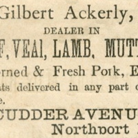 Advertisement for Gilbert Ackerly, dealer in beef, veal, lamb, mutton, etc., May 30, 1885.jpg