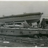 Finished Boat on LIRR Railcar