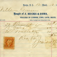 William Garner, Sr., receipt for purchase of building supplies from J. Hicks & Son, 1865.jpg