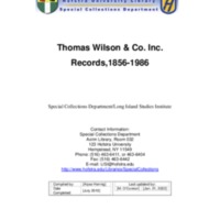 Thomas Wilson &amp; Co. Inc. Records Finding Aid