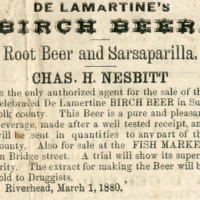 Advertisement for De La Martine's Birch Beer, sold by Charles H. Nesbitt, agent, July 6, 1880.jpg