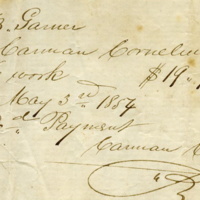 William and John B. Garner receipt for smith work done by Carman Cornelius, 1854.jpg