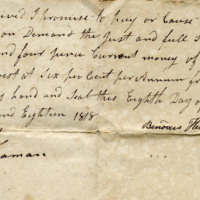 John Garner promise to pay note to Benodous Hendrickson, 1818.jpg